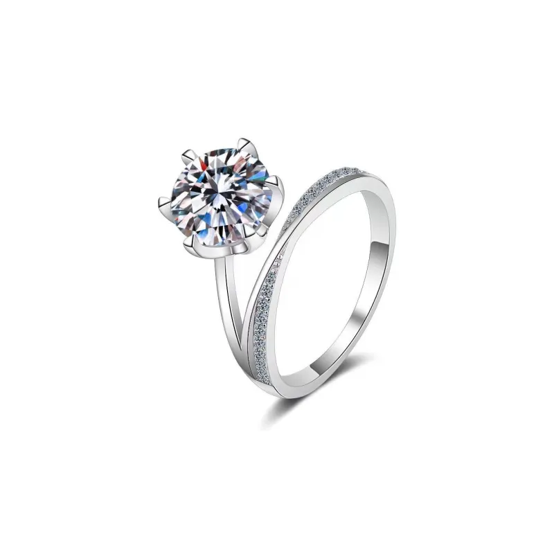 XINGLU 925 Silver Mohsunnite Rings Women's-0