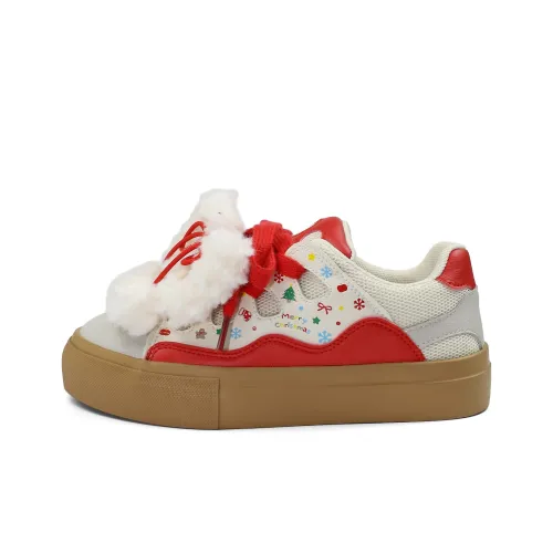B10CROWN Anti Slip And Wear Resistant Lightweight Low Top Skateboard Shoes Women's Christmas Red