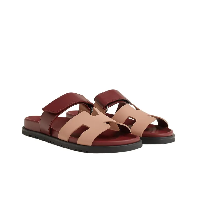 HERMES Chypre Slide Slippers Women's Red-2