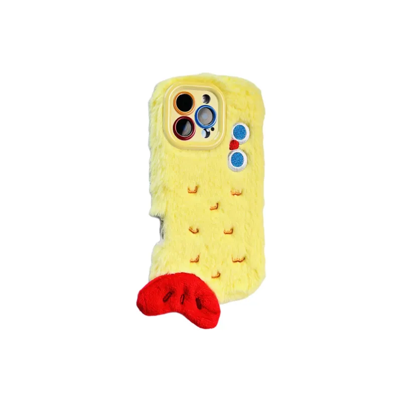 Wei Xin Plush Material Plush Shrimp And Carp Fry Phone Cases Compatible With IPhone 16/15 Pro Max/Apple 13/14 Pro/Max-9