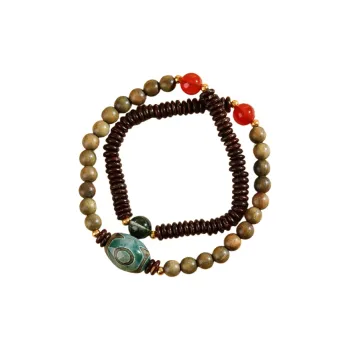 Zheng Baifu Green Sandalwood Wooden Bracelets Unisex