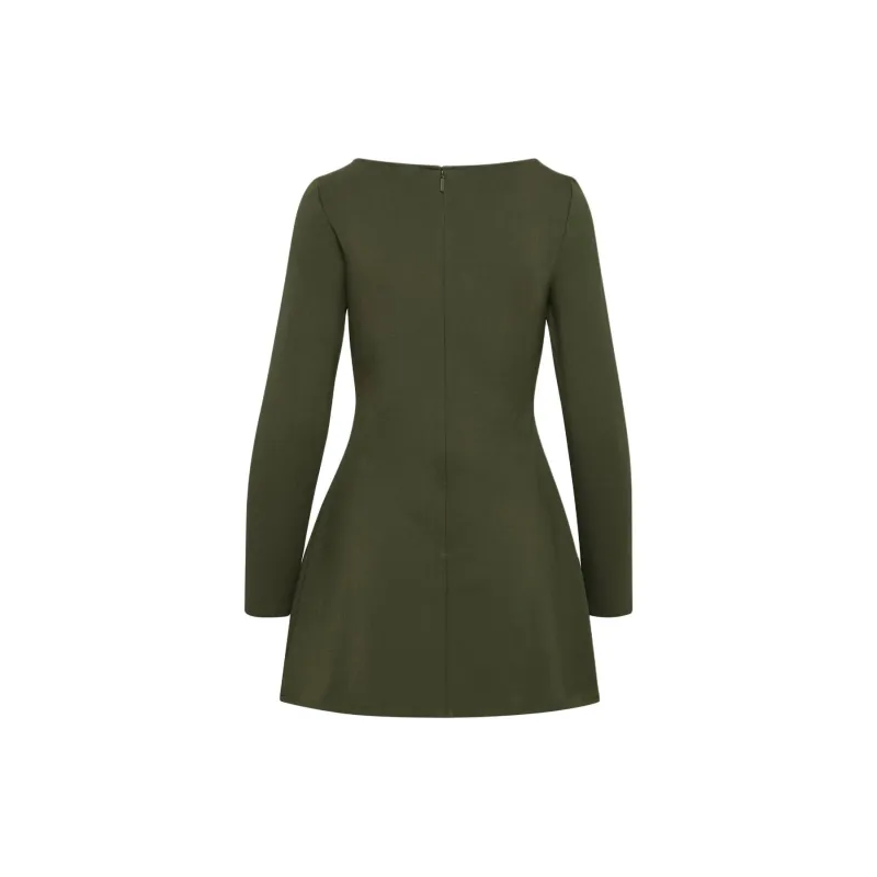 ARITZIA Wilfred Delvina Ponte Dress Long-Sleeved Dresses Women's Dark Olive-1
