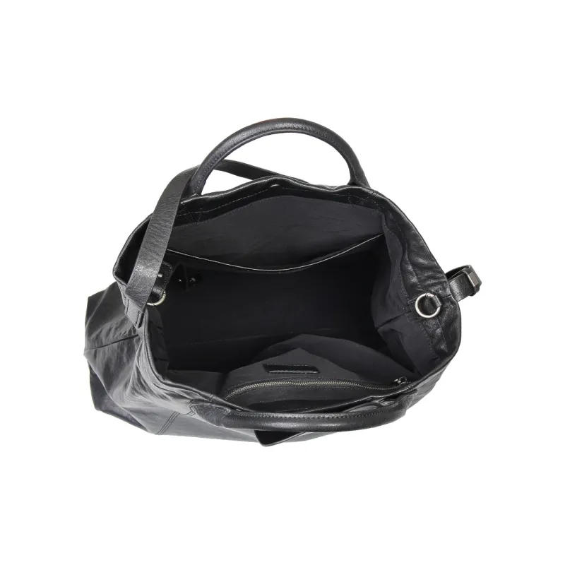YOCAMU Cow Leather Handbag Crossbody Bag Women's Black-4