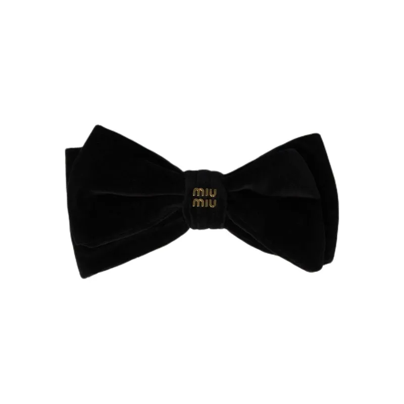MIU MIU Cotton Velvet Metal Hair Clips Unisex Black-0