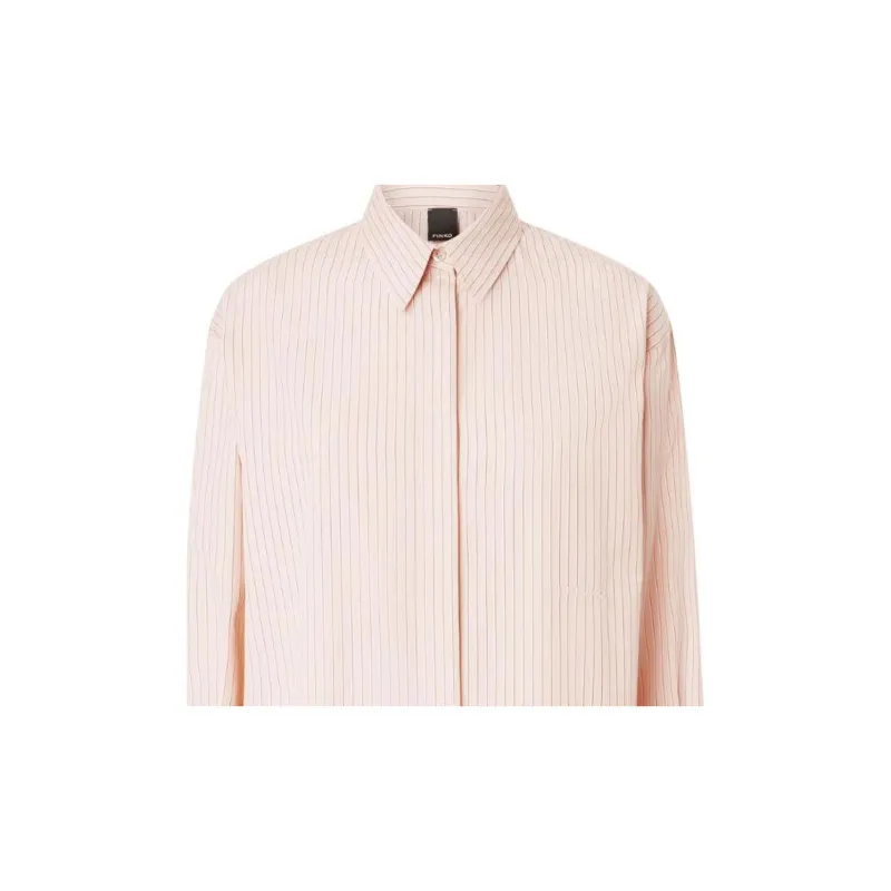 PINKO Oversized Striped Poplin Shirt-2