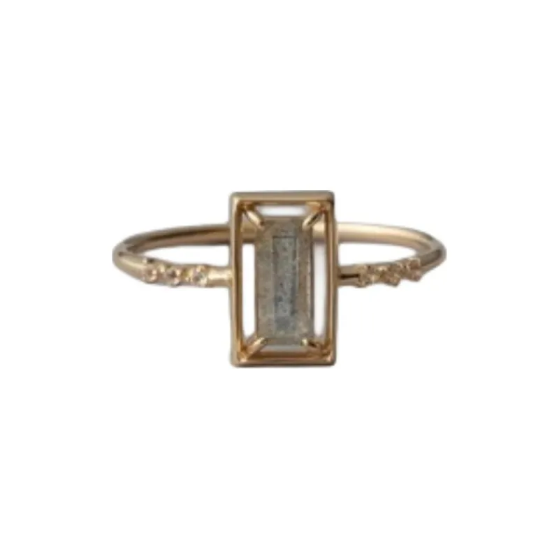 Ete K10 Gold Labradorite White Topaz Rings Women's Gold-0