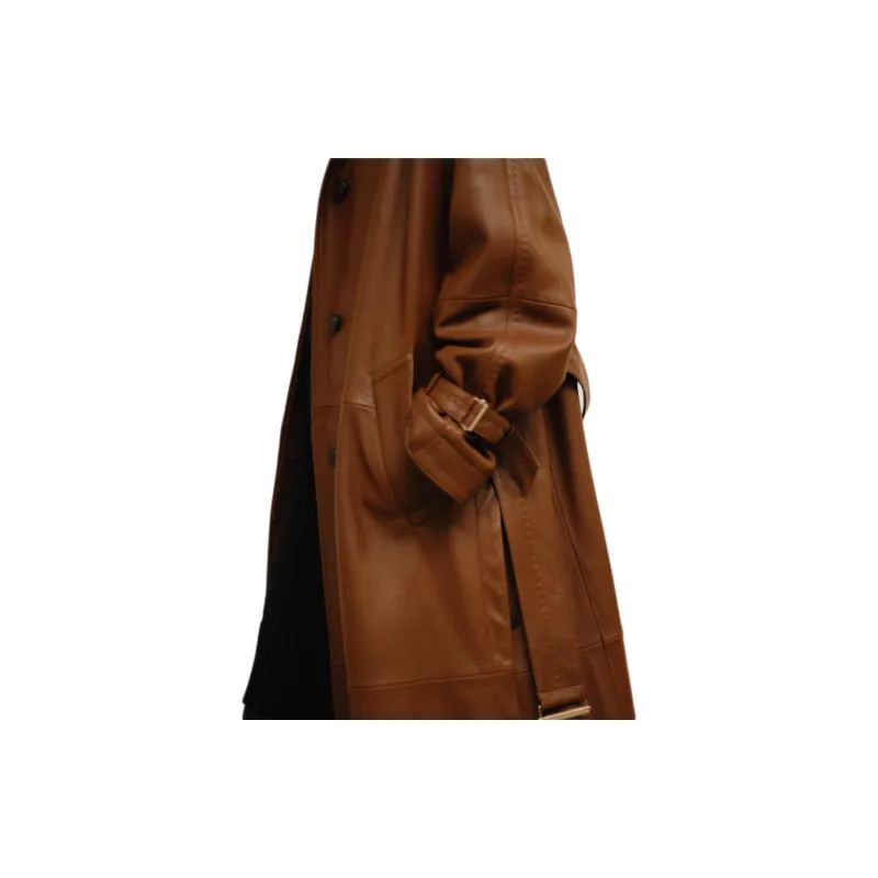 MaxMara Bellico Collection Leather Jacket Women's Brown-4