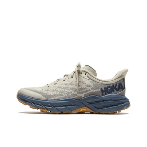 HOKA ONE ONE Speedgoat 5 Anti Slip Wear Resistant Low Top Running Shoes Men's Brown Blue