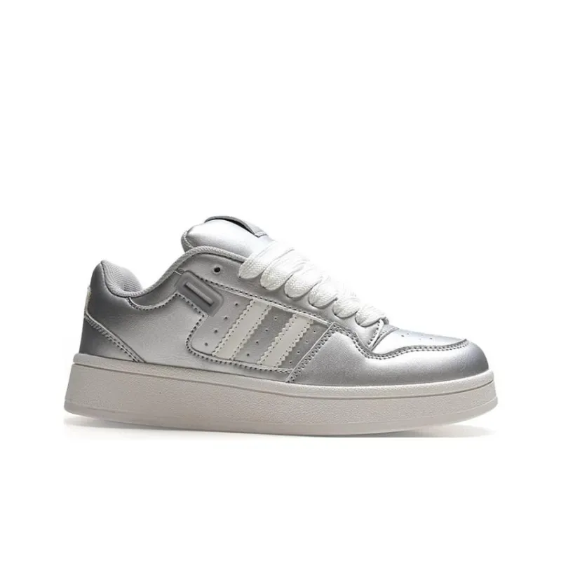 LIANGHUO Slip Resistant Cushioning Impact Resistance Wear Resistant Low Top Skateboard Shoes Women's Silver-1