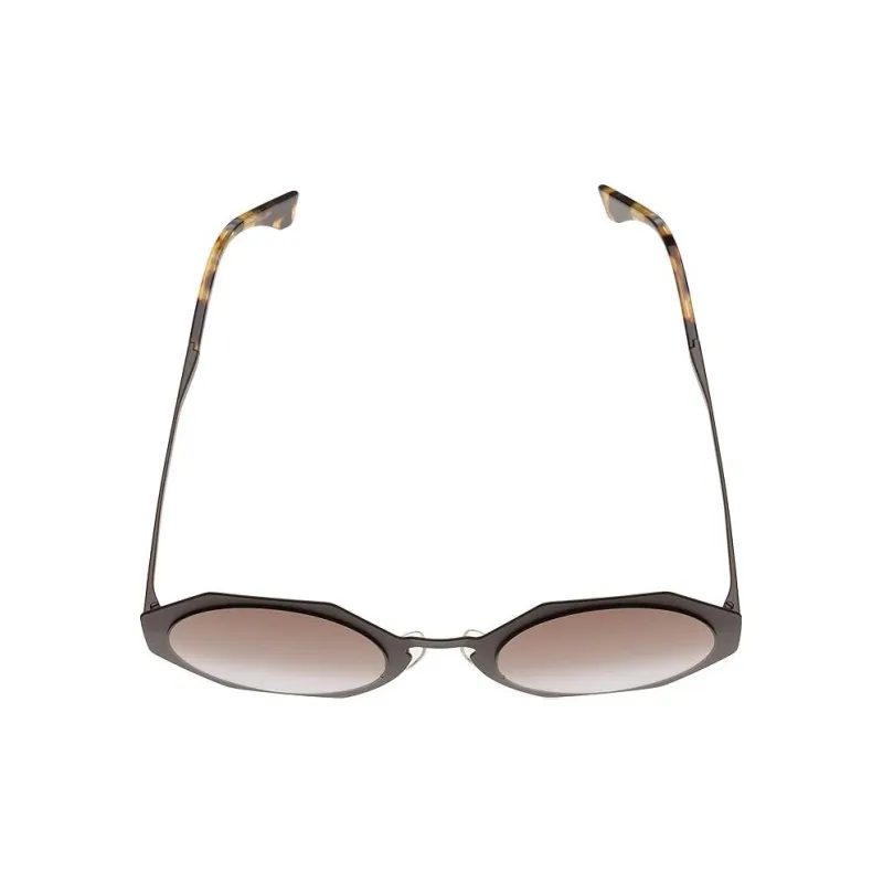FENDI Metal Oval Sunglasses Women's Brown-3