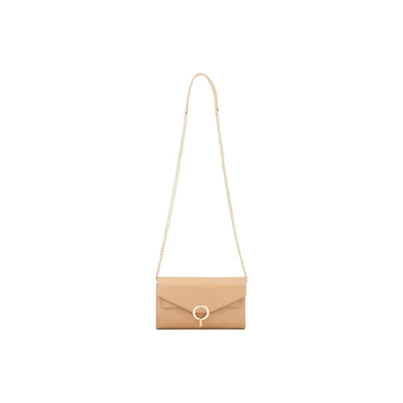 Sandro Leather Handheld Shoulder Bag Women's Beige-1