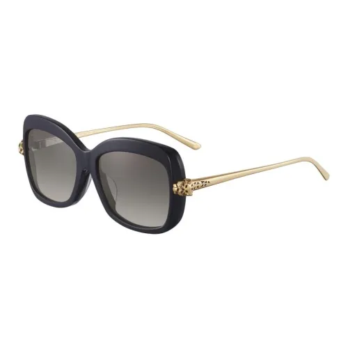 CARTIER Acetate Gold-Plated Square Sunglasses Women's Black