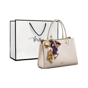 MILLIE'S Cow Leather With Synthetic Leather Handbag, Shoulder Bag, Crossbody Bag Regular Women's Ecru