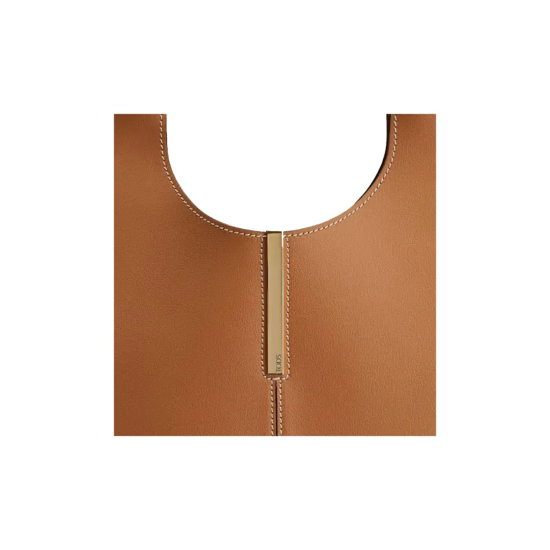 TOD'S Calfskin Tote Bag Shopping Bag Shoulder Bag Handbag Small Size Women's Brown-4