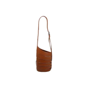 Alaia Calfskin Shoulder Bag Small Size Women's Brown