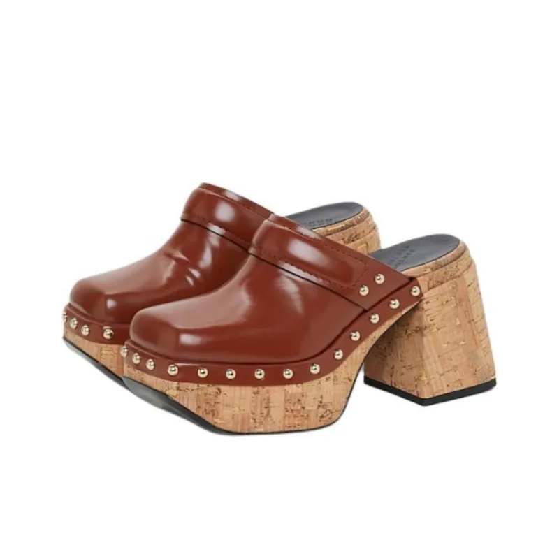 DOROTHEE SCHUMACHER Closed Toe Slippers 10cm Women's Red Brown-2