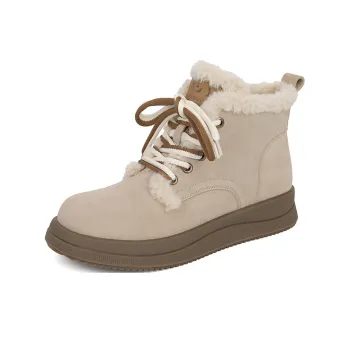 JOSINY Warm Height Increasing Wear Resistant Slip Resistant Short Snow Boots Women's Camel
