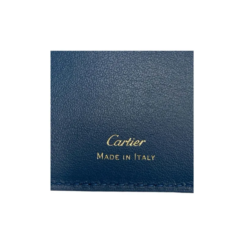 CARTIER Must De Cartier Cow Leather Wallet Women's Blue-4