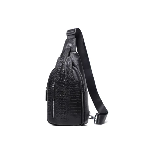 LARTIGENT Cow Leather Sling Bag Regular Men's Black