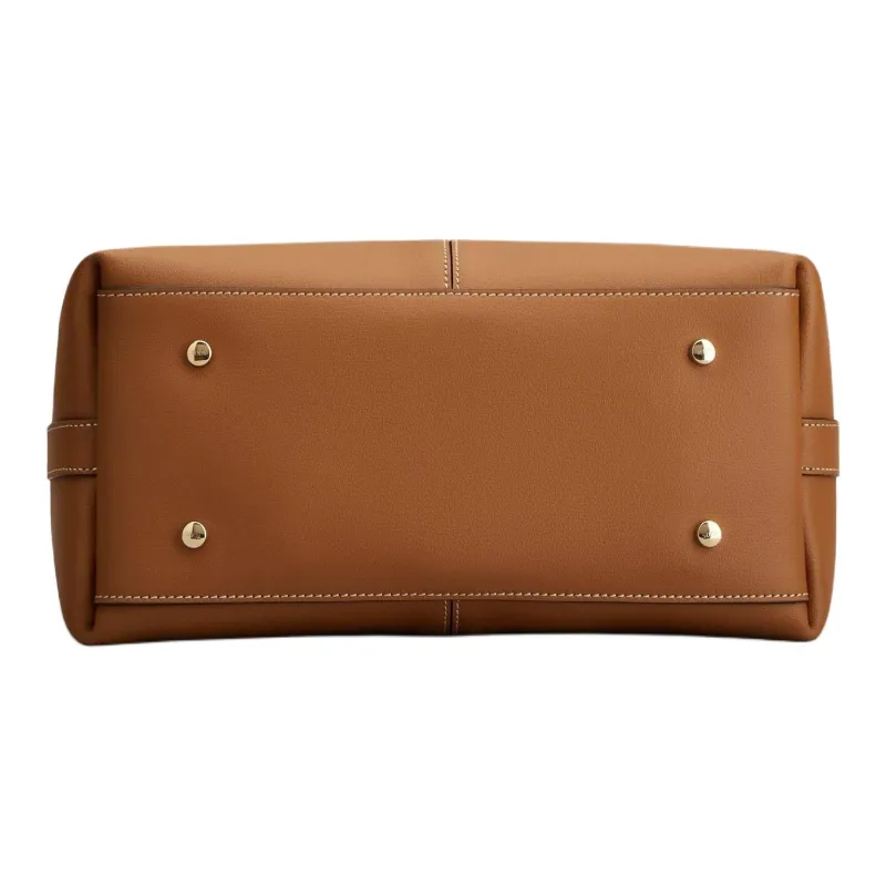 TOD'S Calfskin Tote Bag Shopping Bag Shoulder Bag Handbag Small Size Women's Brown-2