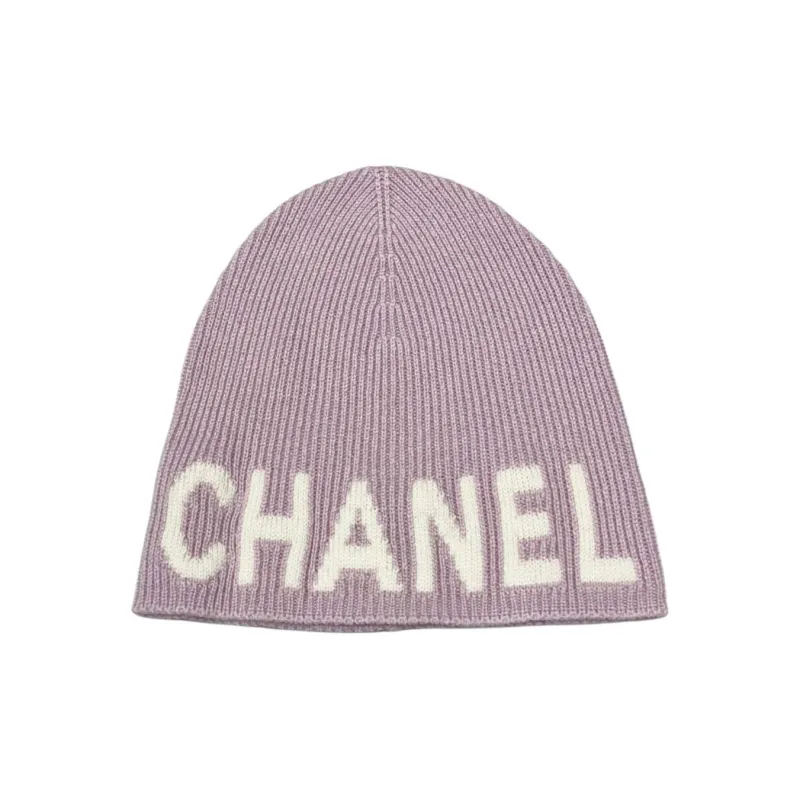 CHANEL Cashmere Beanies Unisex Light Purple-0