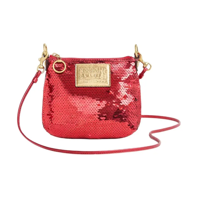 COACH POPPY Cotton Shoulder Bag Small Size Women's Red-0