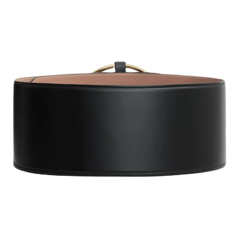 Alaia Calfskin Leather Belts Unisex Black Width 10CM-1