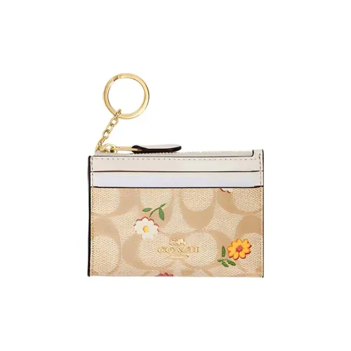 COACH Skinny Id Case Canvas With Leather Card Holder Mini Women's Light Khaki