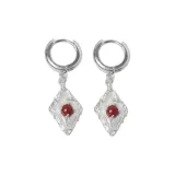 Burnt White Silver+South Red Agate