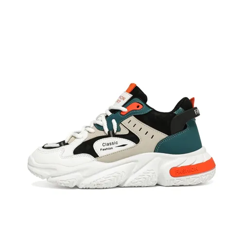 SOURCE Chunky Sneakers Unisex Low Top Beige/Orange/Black