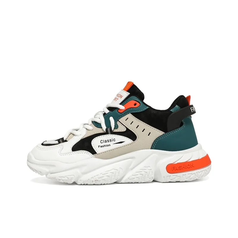 SOURCE Chunky Sneakers Unisex Low Top Beige/Orange/Black-0