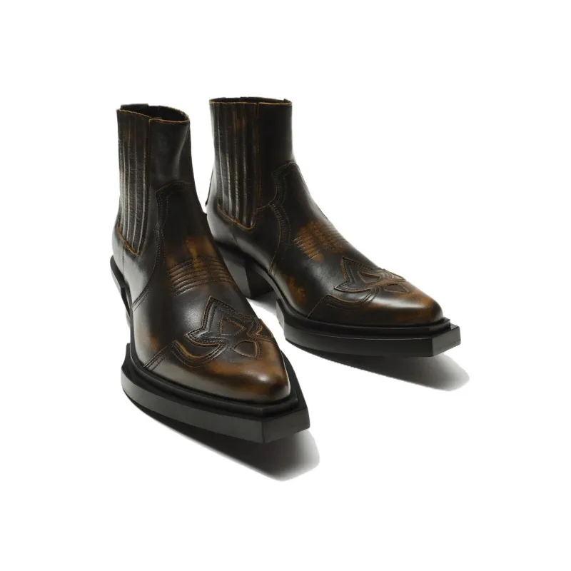 ZARA Short Chelsea Boots Men's Brown-3