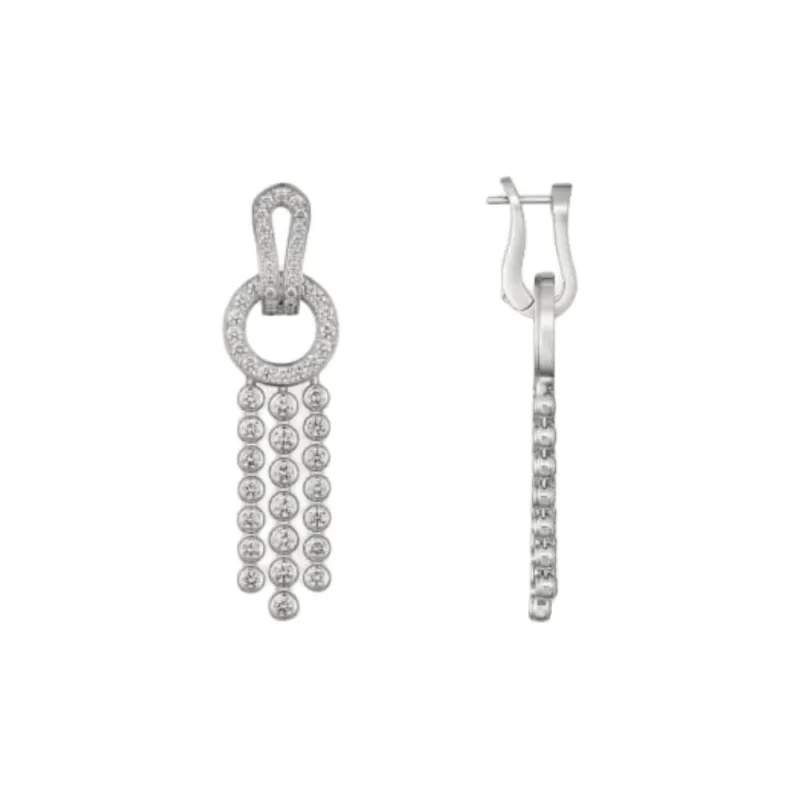 CARTIER Diamond White Gold Earrings Women's Silver-1