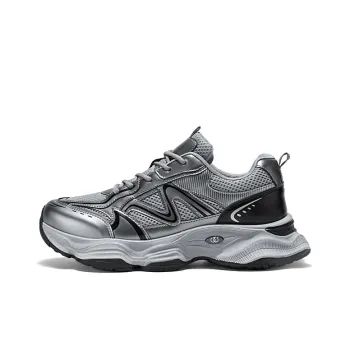 AGSDON Lightweight Height Increasing Anti Slip And Wear Resistant Low Top Chunky Sneakers Men's Silver
