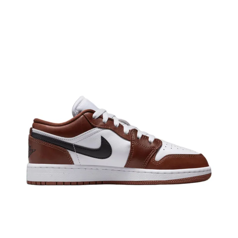 Jordan Air Jordan 1 Anti Slip Wear Resistant Low Top Children's Basketball Shoes Black White Brown Unisex-1