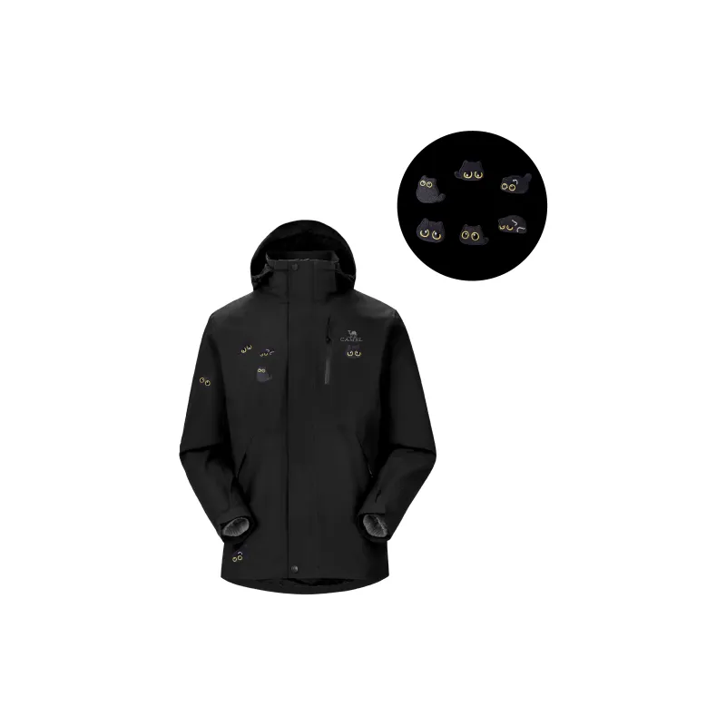 CAMEL All weather Waterproof And Windproof To Keep Warm Windbreaker Jacket Unisex Black-2