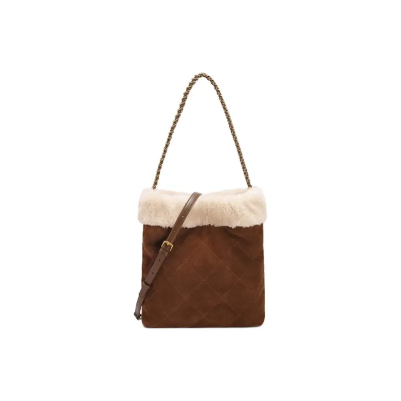 BELLE Suede, Cow Split Leather, Artificial Leather Handbag, Shoulder Bag Tubas Women's Brown-3