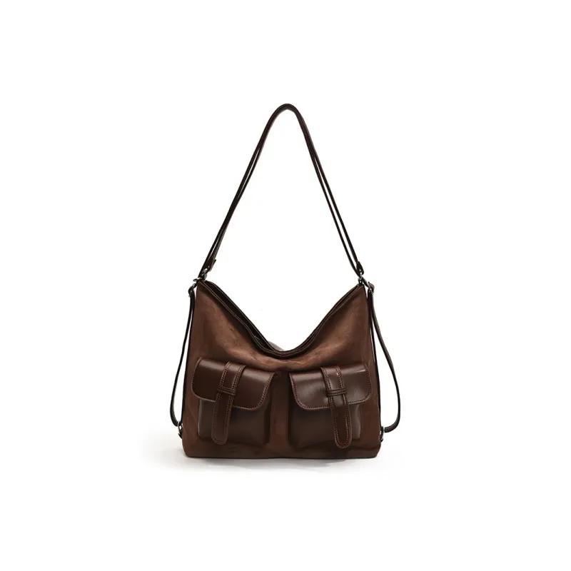 DALO Suede Shoulder Bag Women's Thousand Birds Coffee/Matte Coffee/Frosted Brown-6