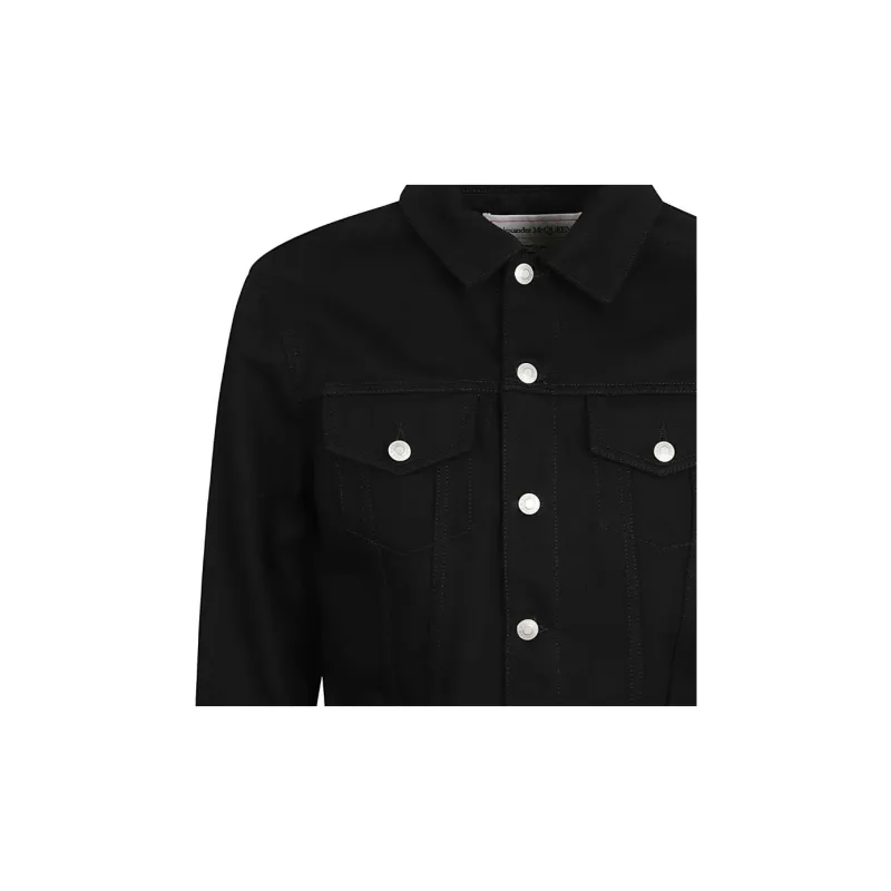 Alexander McQueen Logo Patch Buttoned Denim Jacket-3