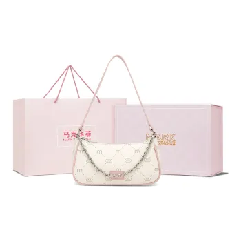 FAIRWHALE Cow Leather Handbag, Shoulder Bag Small Size Women's Cherry Blossom Pink