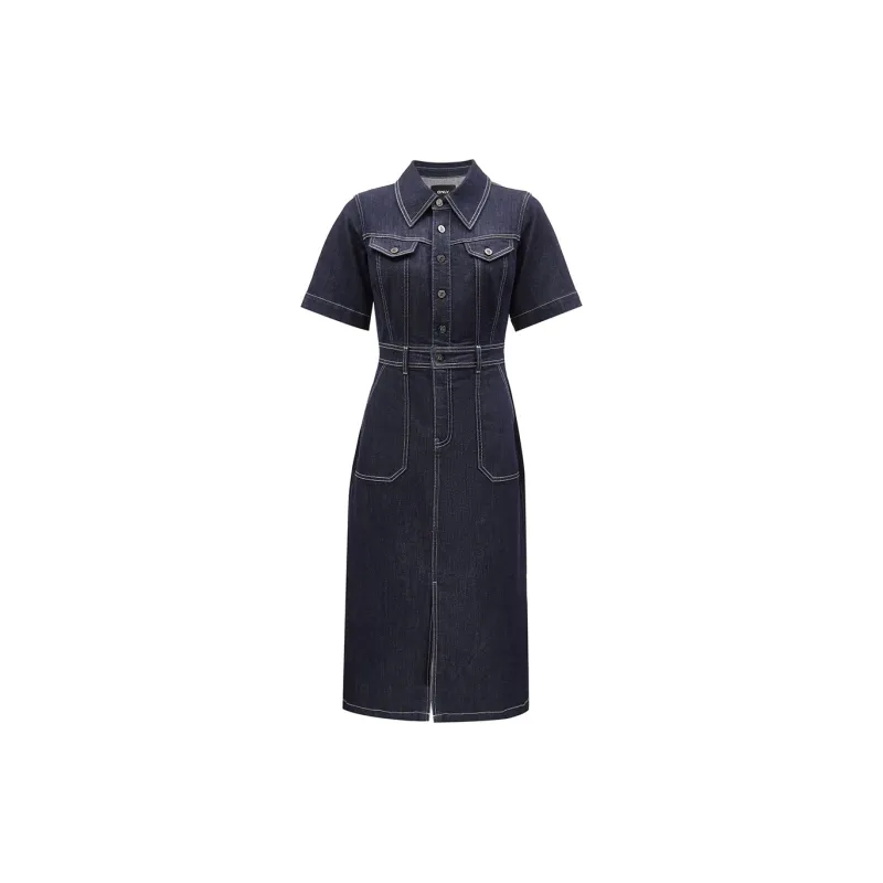 ONLY Short Sleeved Dresses Women's J37 1000 Washed Blue Denim-0