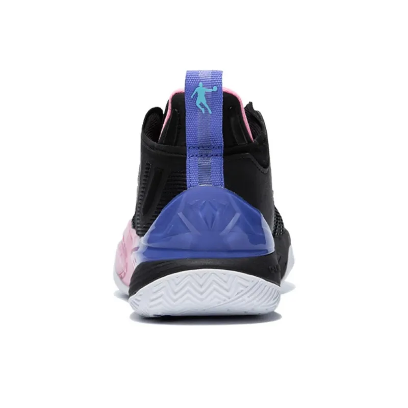 QIAODAN Poisonous Fangs Lite Slip-Resistant Low-Top Basketball Shoes Men's Black Shimmer Pink-3