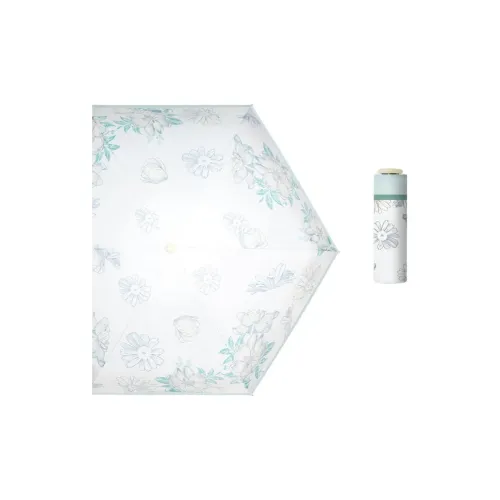 IDREAMY Lightweight Five-Fold 15cm White Magnolia Vinyl Sun Protection Umbrella Portable For Sunny And Rainy Days