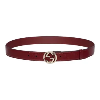 GUCCI Leather Belts Women's Red Width 3cm