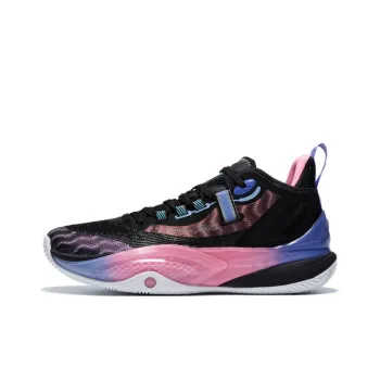 QIAODAN Poisonous Fangs Lite Slip Resistant Low Top Basketball Shoes Men's Black Shimmer Pink