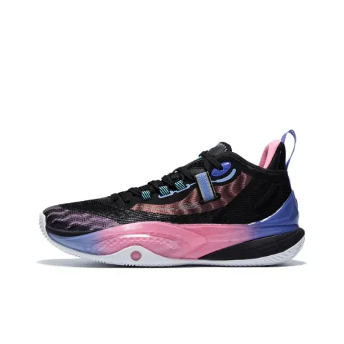 QIAODAN Poisonous Fangs Lite Slip Resistant Low Top Basketball Shoes Men's Black Shimmer Pink