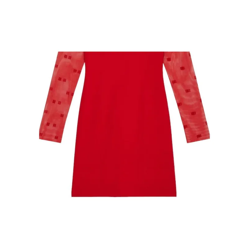 Givenchy Mock Neck Midi Tubino Dress 'Vermillion'-5