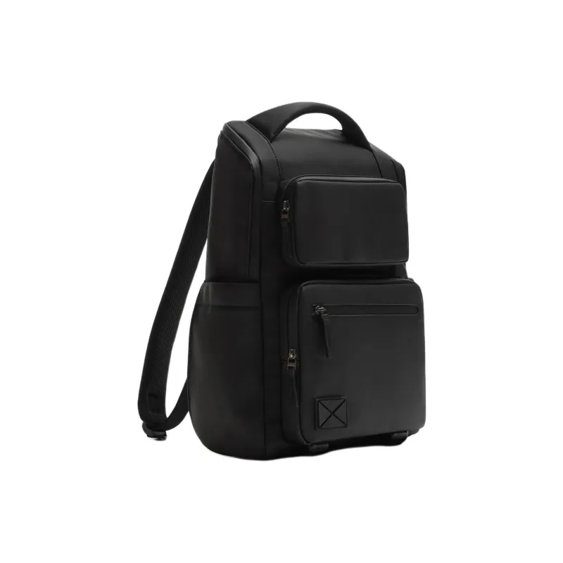 ZARA Polyurethane Backpack Large Size Men's Black-1