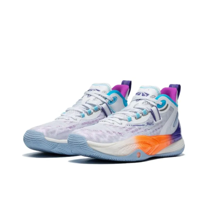 QIAODAN Poisonous Fangs Lite Anti Slip Wear Resistant Low Top Basketball Shoes Men's Jordan White Phantom Purple-1