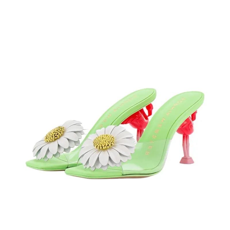 Sophia Webster Flo Flamingo Slip-Resistant Slide Slippers 8.5cm Women's Green-2